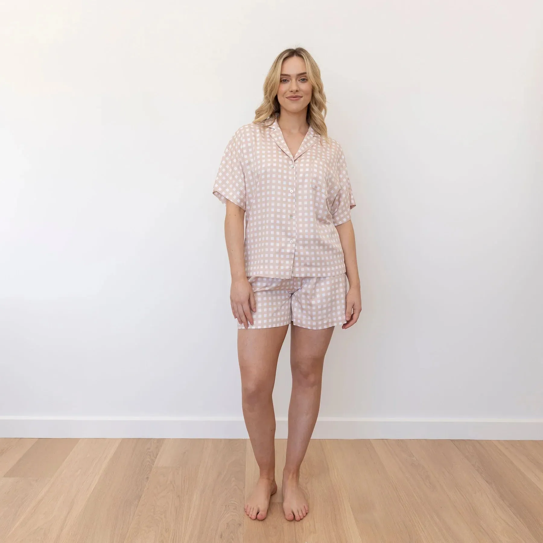 Arianna Bamboo Pyjama Shirt - Tuscany Gingham by Mulberry Threads