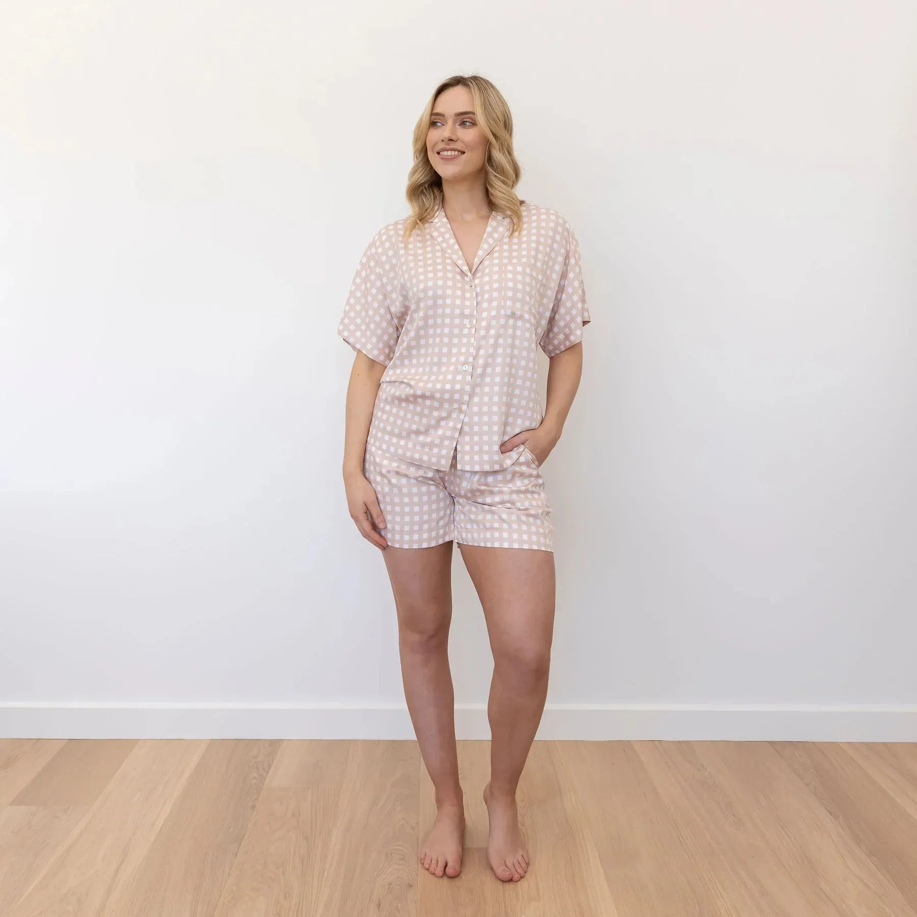 Arianna Bamboo Pyjama Shirt - Tuscany Gingham by Mulberry Threads