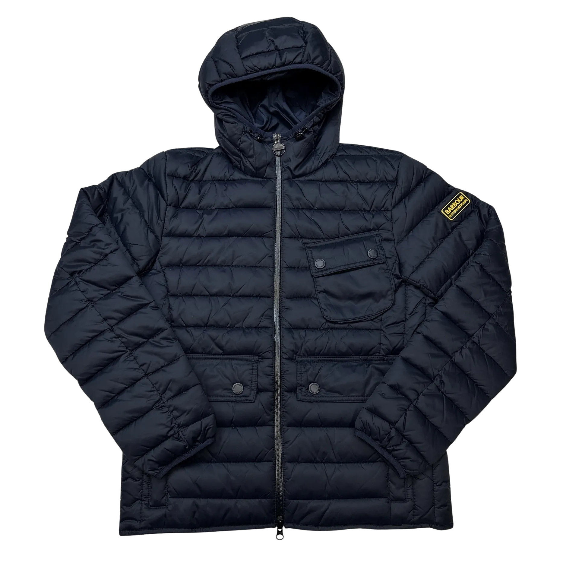 Barbour International Navy Fibre Down Motorcycle Puffer Jacket - Medium