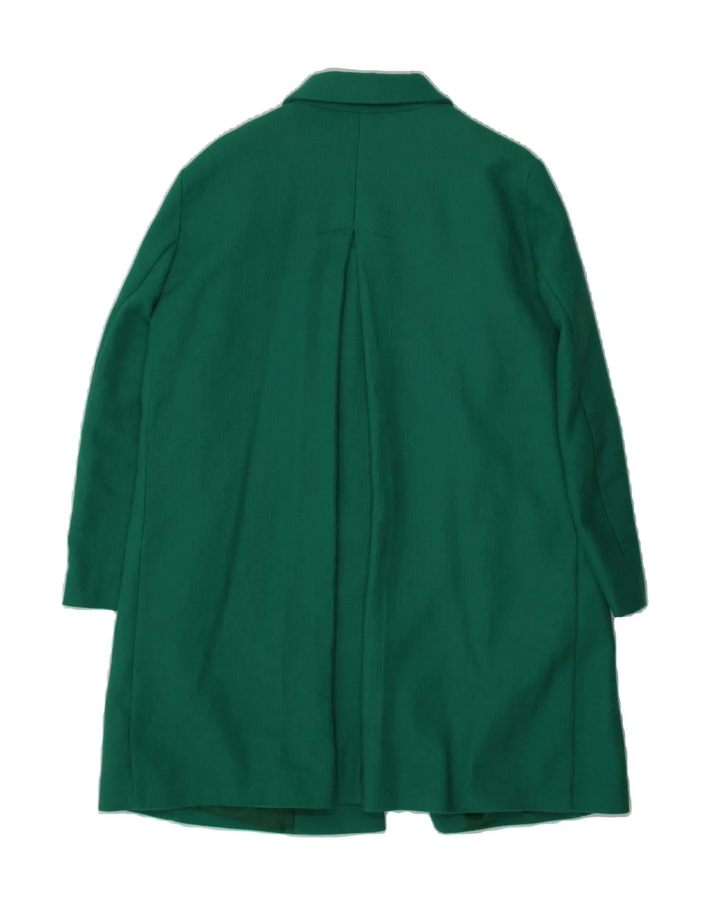 BENETTON Womens Overcoat UK 12 Medium Green Cotton