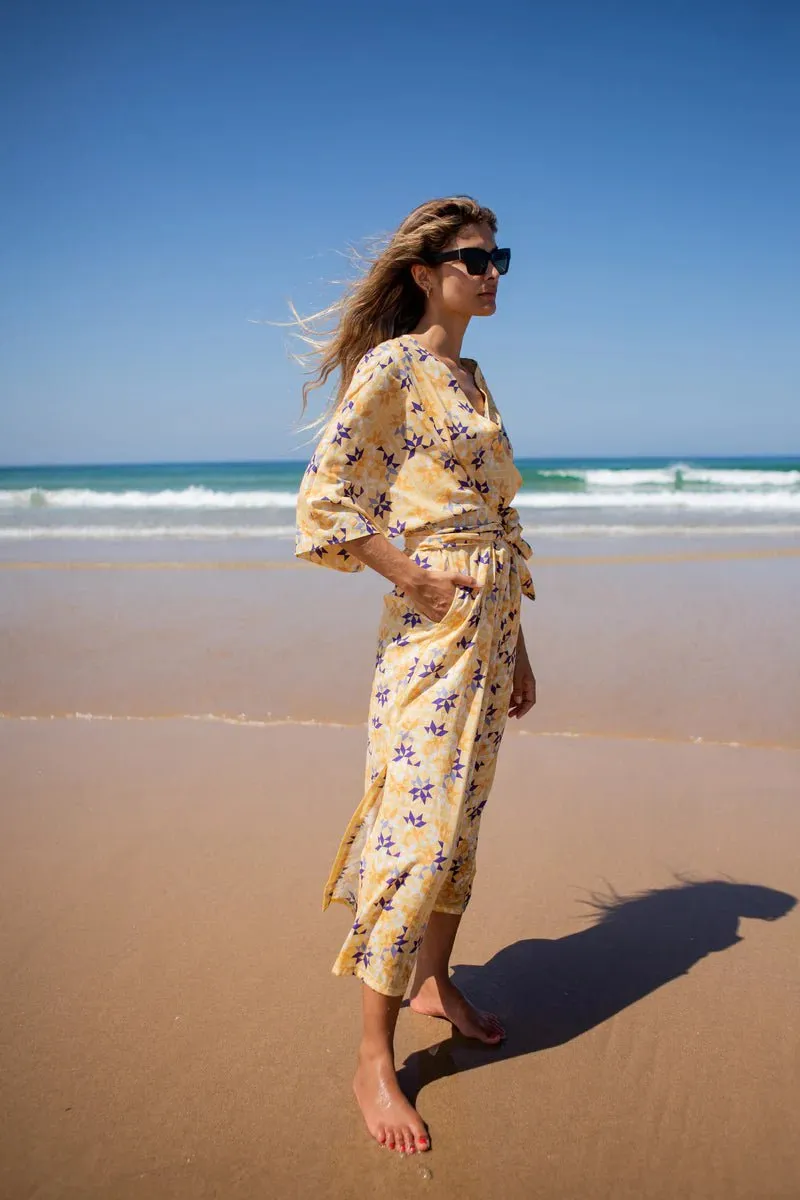 Bianca Wrap Kimono in Yellow Bird