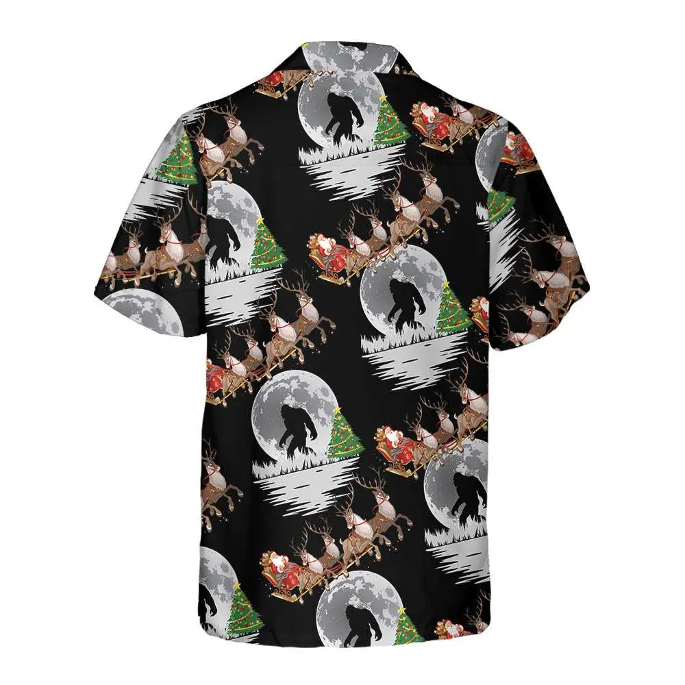 Bigfoot & Santa Claus On Christmas Day Hawaiian Shirt, Funny Christmas Shirt For Men