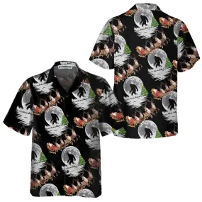 Bigfoot & Santa Claus On Christmas Day Hawaiian Shirt, Funny Christmas Shirt For Men