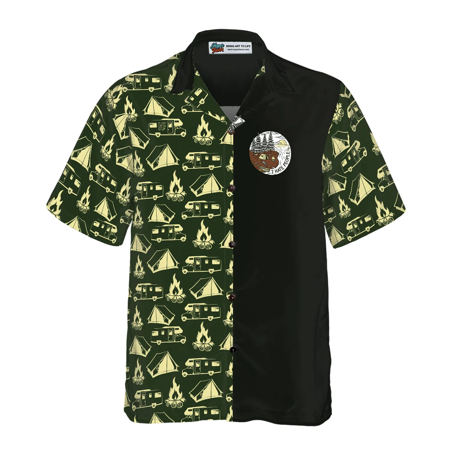 Bigfoot Darryl Drink Coffee & Hate People Bigfoot Hawaiian Shirt, Camping Bigfoot Shirt For Men