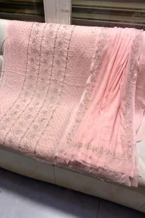 Designs By Amina - Handwork Beautiful Mukesh work - Bamber Chiffon - 2 Piece - Unstitch - 12