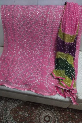 Designs By Amina - Mukesh Hand work - Pure Chiffon - 2 Piece Suit - shirt and dupatta - 2