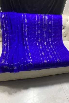 Designs By Amina - Mukesh work - Silver & gold - bamber chiffon - 2 Piece - Unstitch - 17