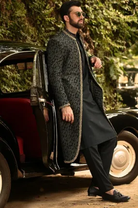 GEM Garments - Bloom - Sherwani - Black - 1 Piece - Jamawar
