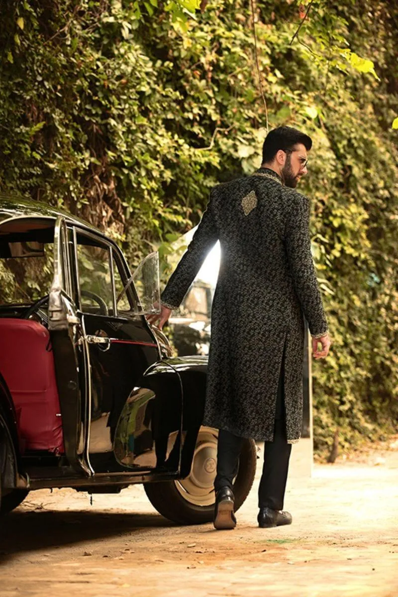 GEM Garments - Bloom - Sherwani - Black - 1 Piece - Jamawar