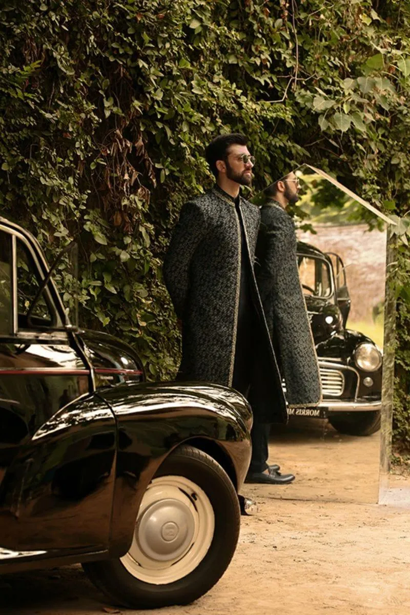 GEM Garments - Bloom - Sherwani - Black - 1 Piece - Jamawar