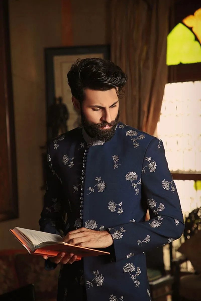 GEM Garments - Hasim - Sherwani - Blue - 1 Piece - Viscose Polyester
