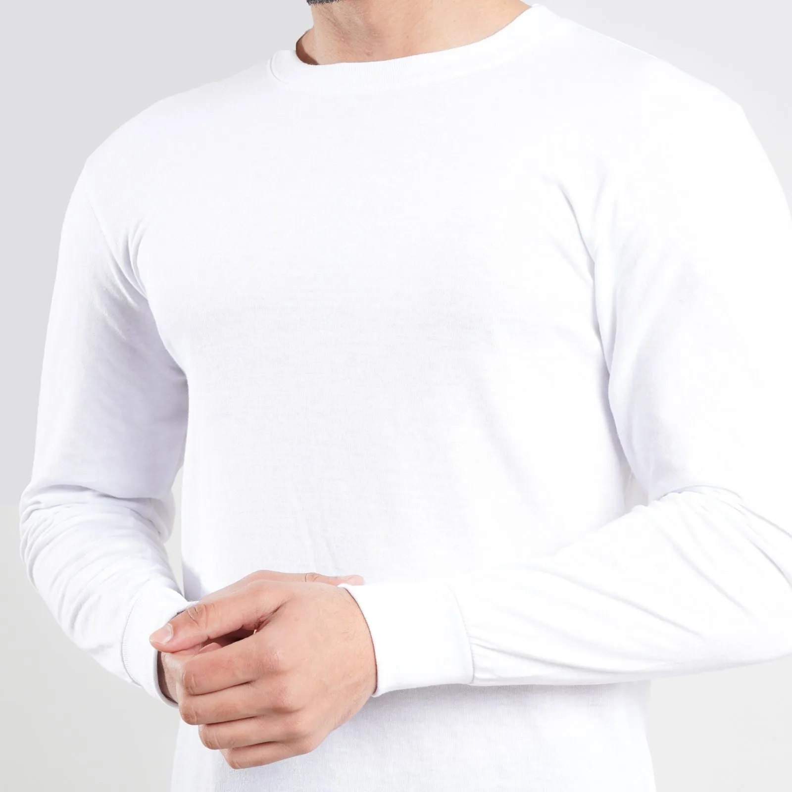 Long Sleeves Mini Thermal White Tee Shirt |  Pack of 6, 12, 24 and 48.