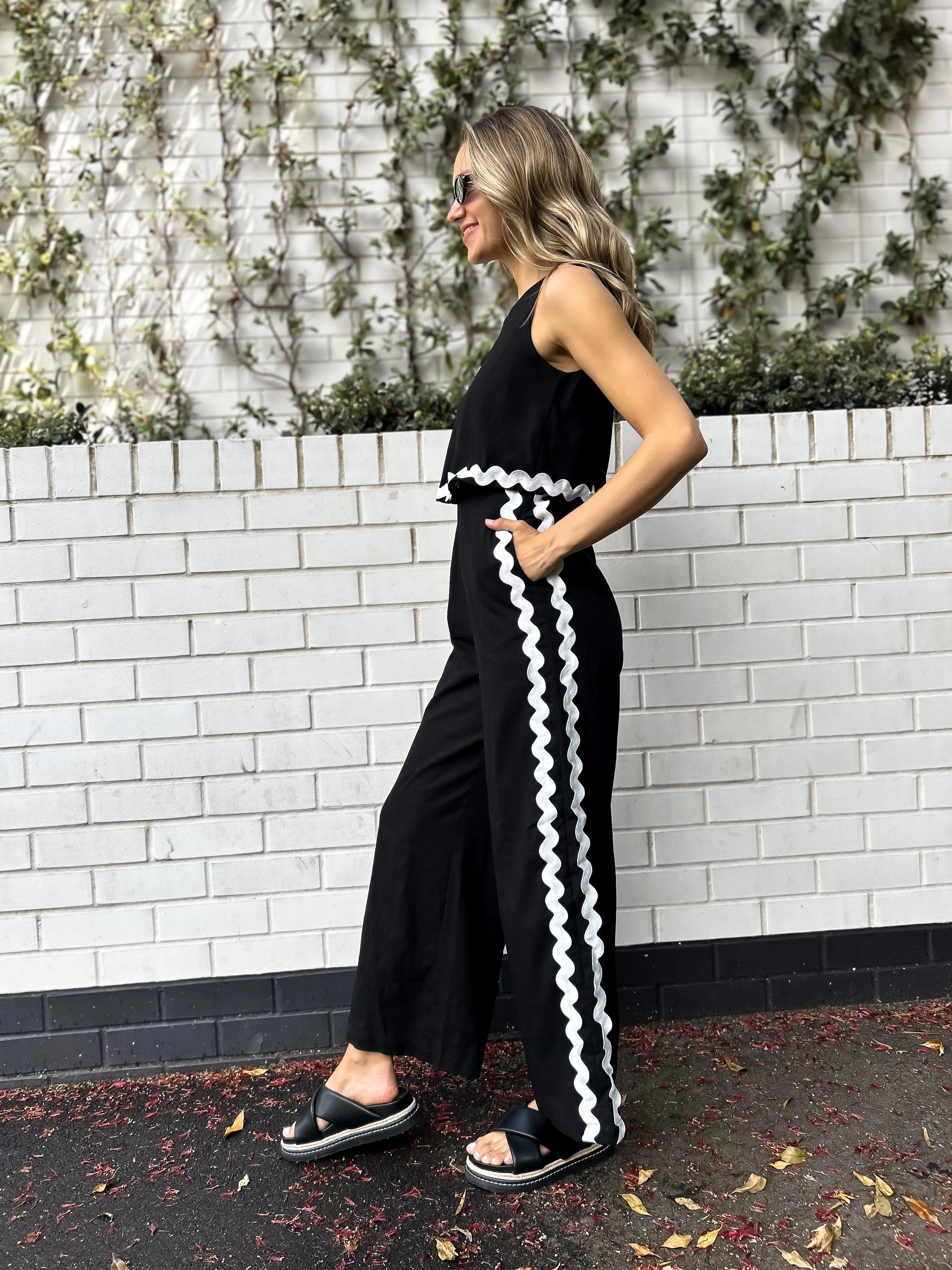 NERISSA Ric Rac Jumpsuit - Black