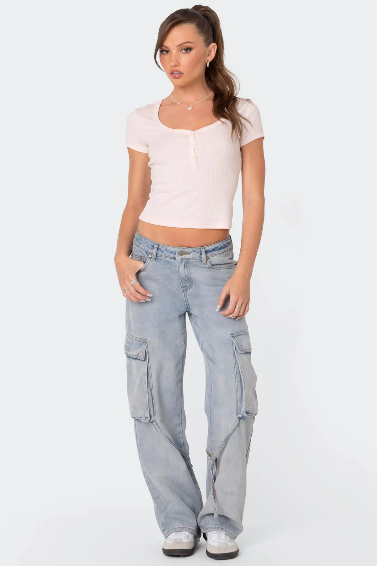 Pointelle Henley T Shirt