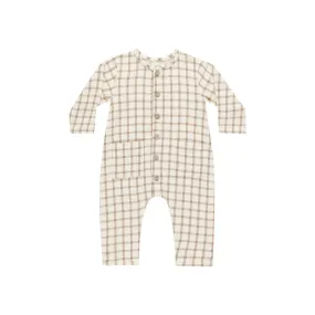 Quincy Mae Pocketed Woven Jumpsuit - Cinnamon Plaid