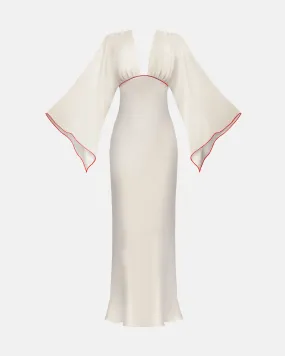 Scarlett Kimono Gown in Alabastrine White