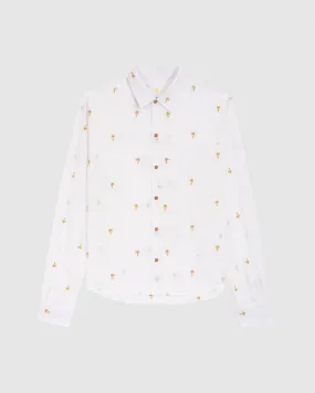 SOUS X HOC "BETWEEN TWO TROPICS" EMBROIDERED SHIRT IN WHITE