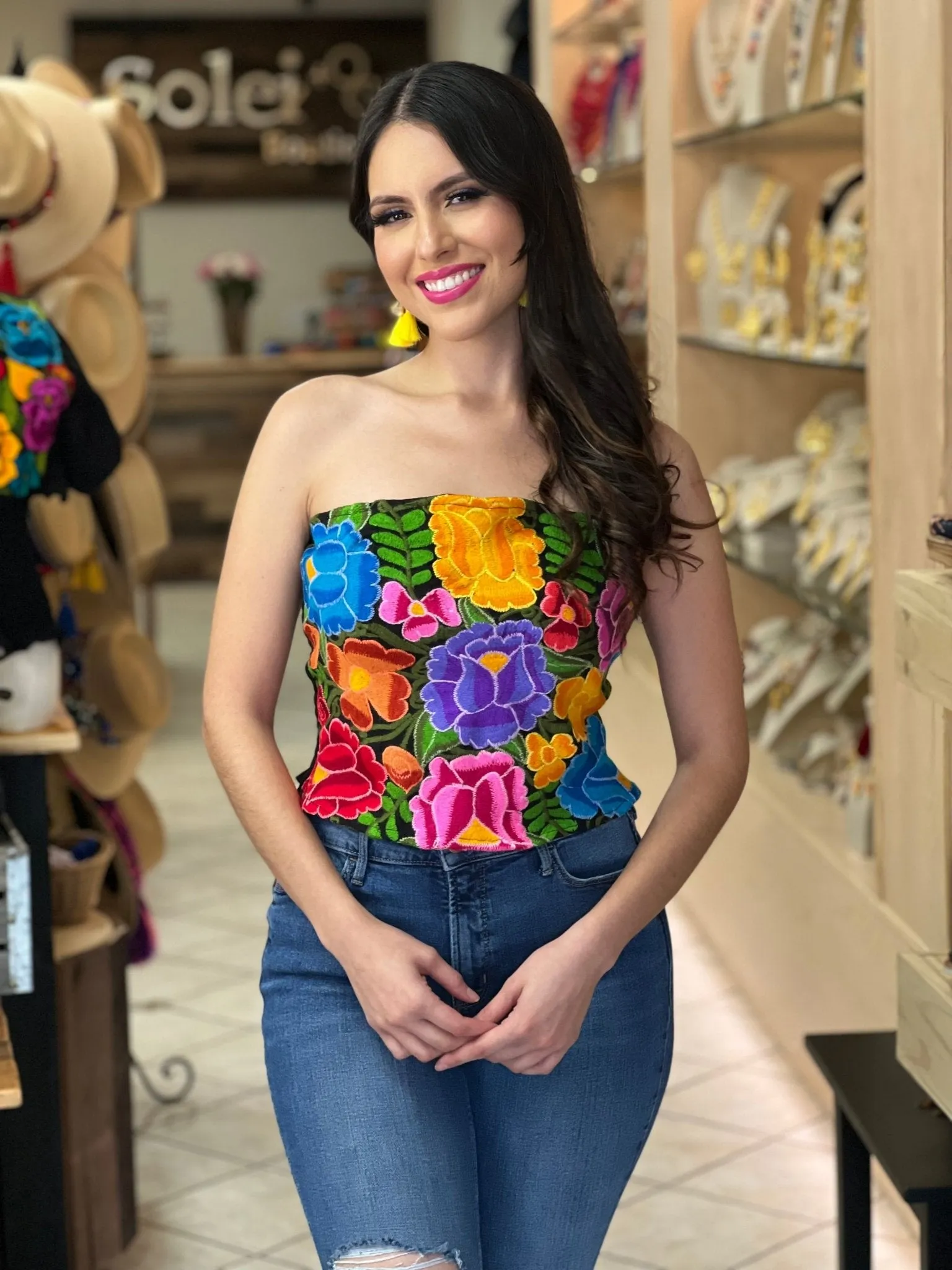 Strapless Zinacatan Crop Top