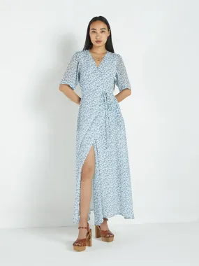 Summer Rains Wrap Dress, Forget Me Not Print
