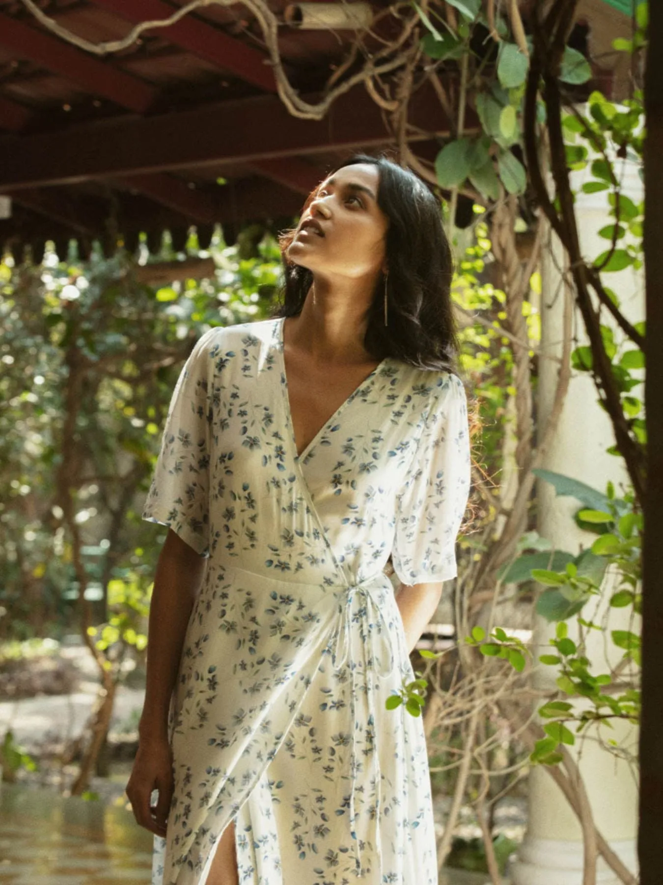 Summer Rains Wrap Dress, Visions of Blue Print