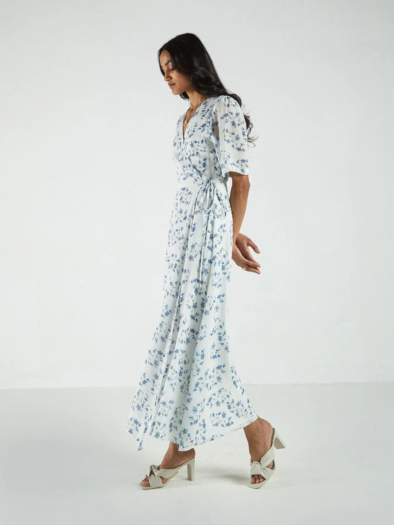 Summer Rains Wrap Dress, Visions of Blue Print