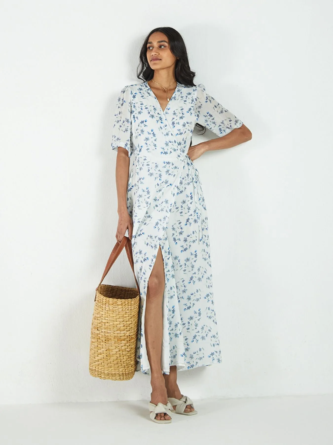 Summer Rains Wrap Dress, Visions of Blue Print