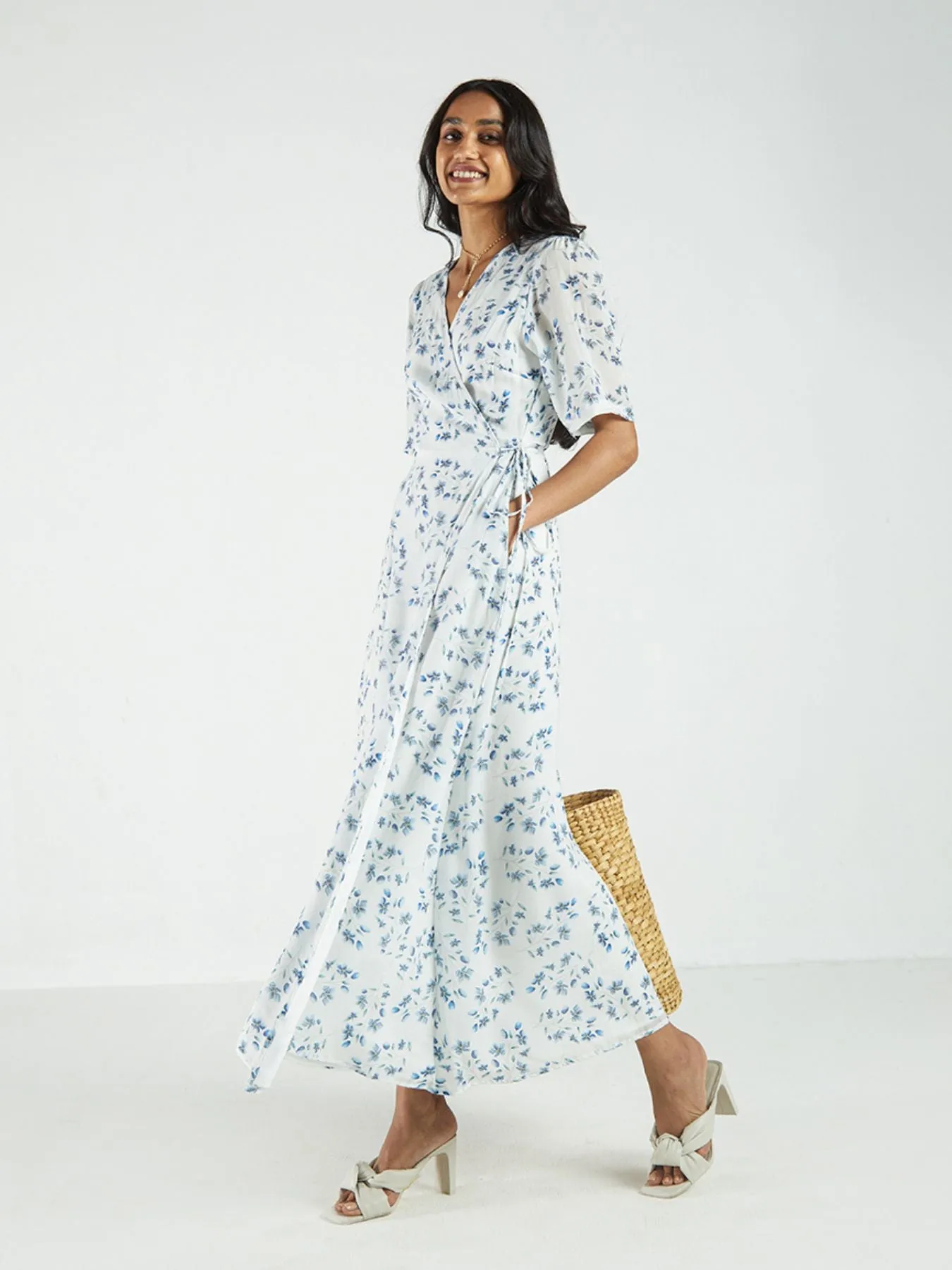 Summer Rains Wrap Dress, Visions of Blue Print