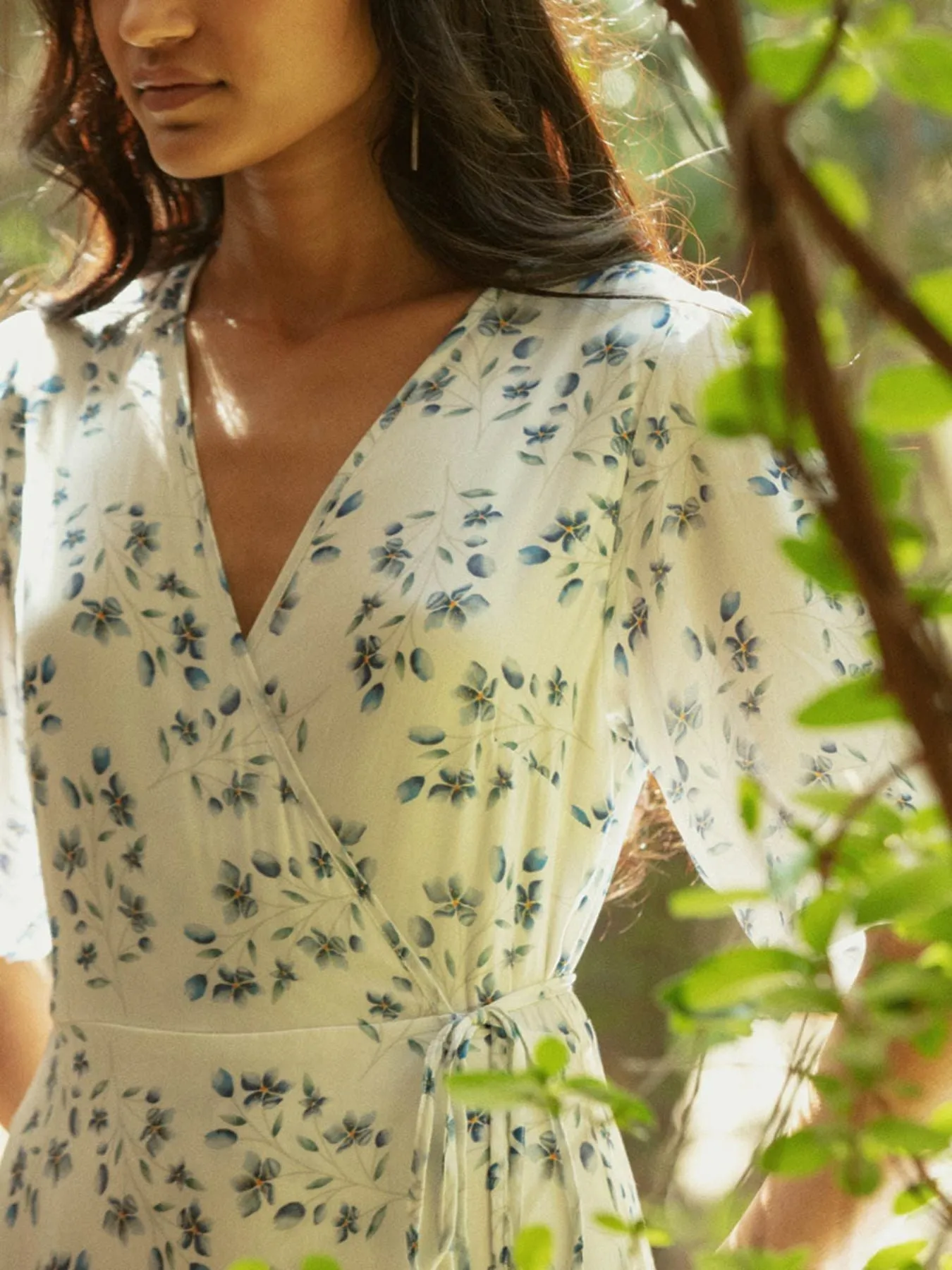 Summer Rains Wrap Dress, Visions of Blue Print