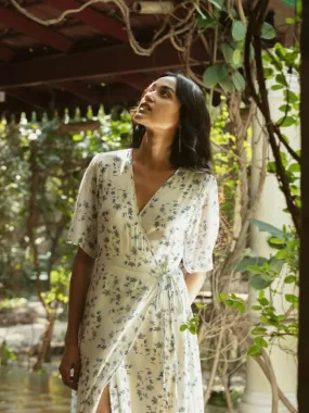 Summer Rains Wrap Dress, Visions of Blue Print