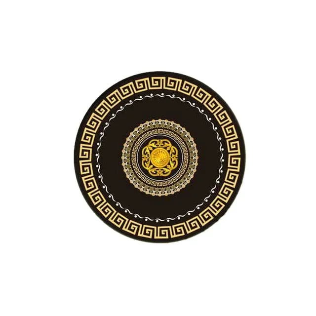 Versace Style Black and Gold Luxury Non-Slip Round Rug Carpet
