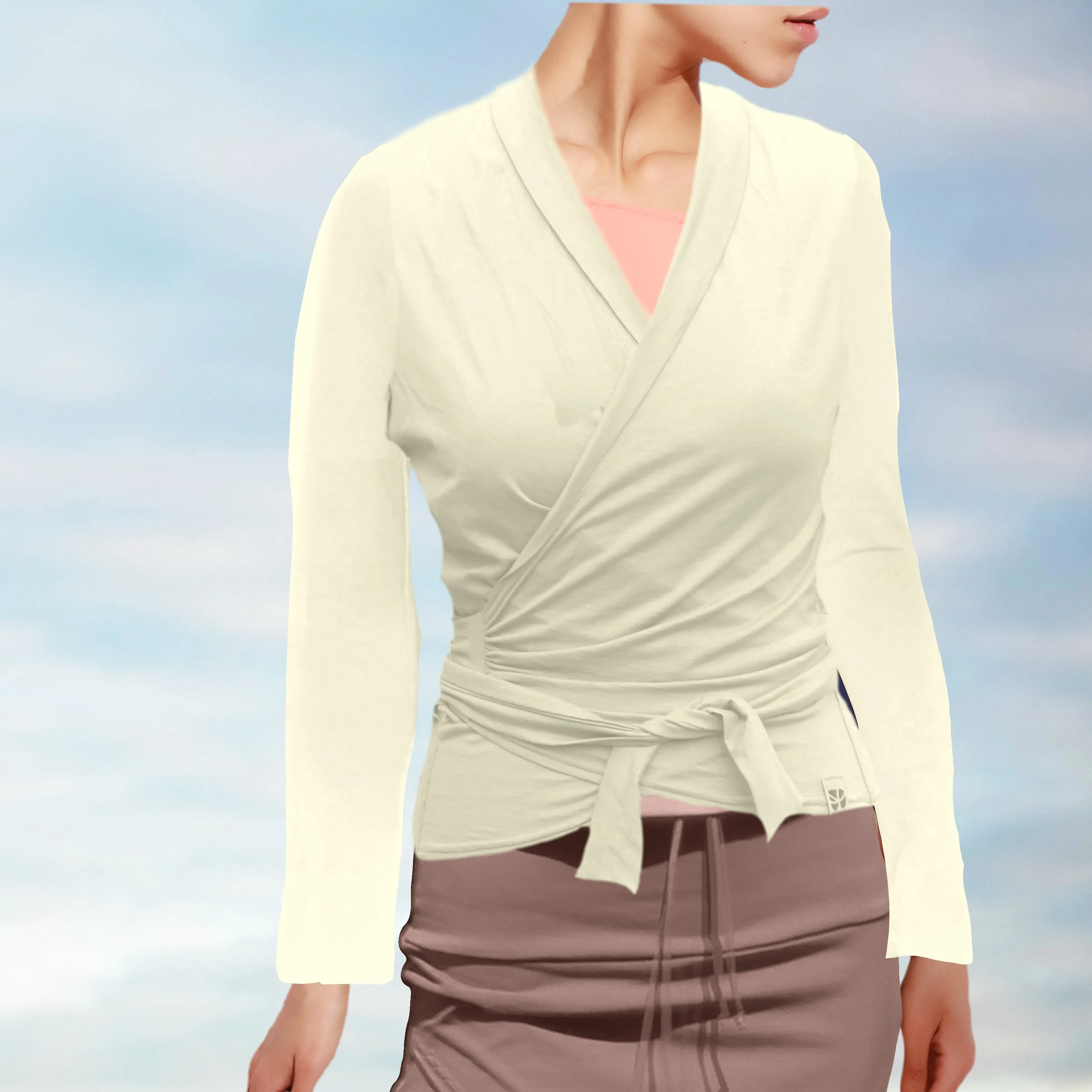 Wikkelvest van organische katoenen tricot  (B) / wrap cardigan of organic jersey